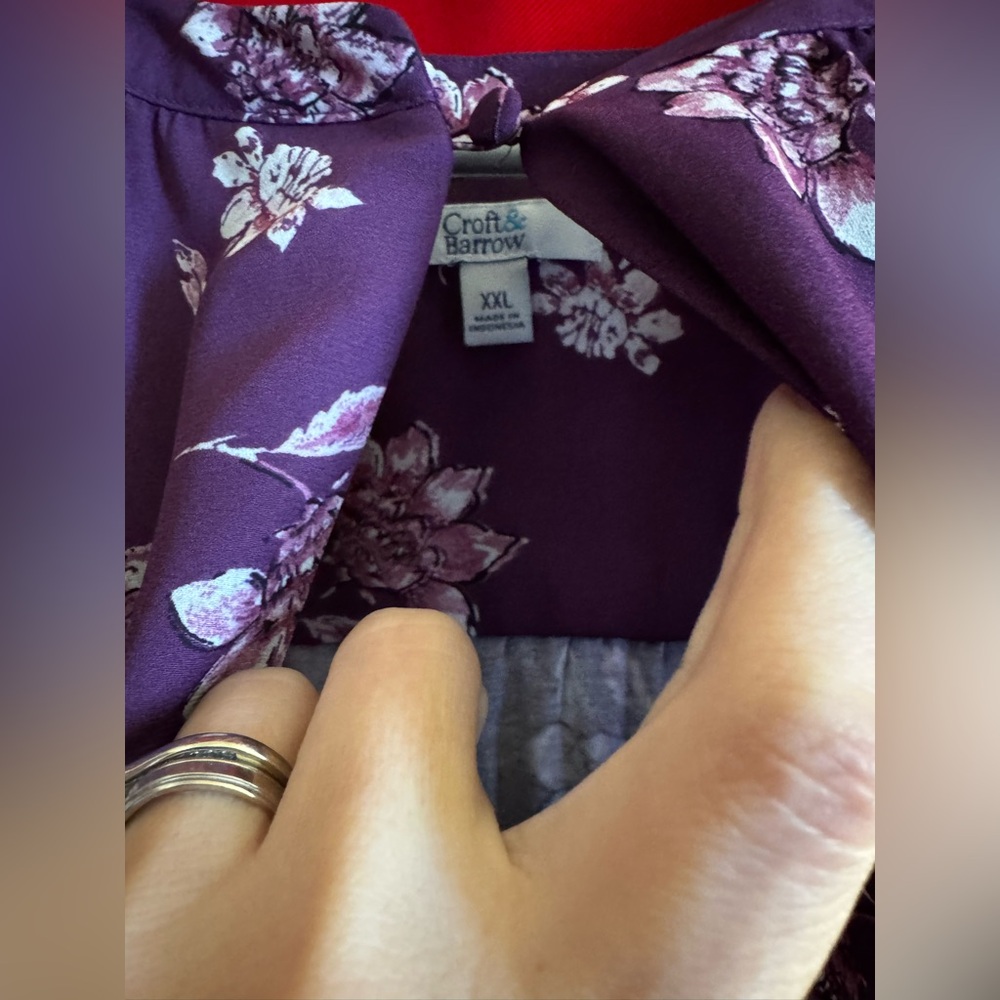 ❌SOLD❌ Croft & Barrow Purple Floral Blouse XX-Large - Picture 3 of 4